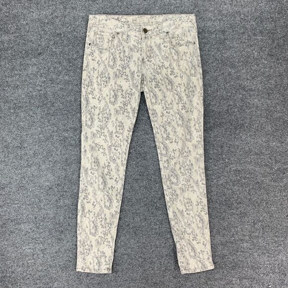 Free People Animal Print Jeans Womens 27 Low Rise Skinny Stretch Ankle Zip Fly - Picture 2 of 12